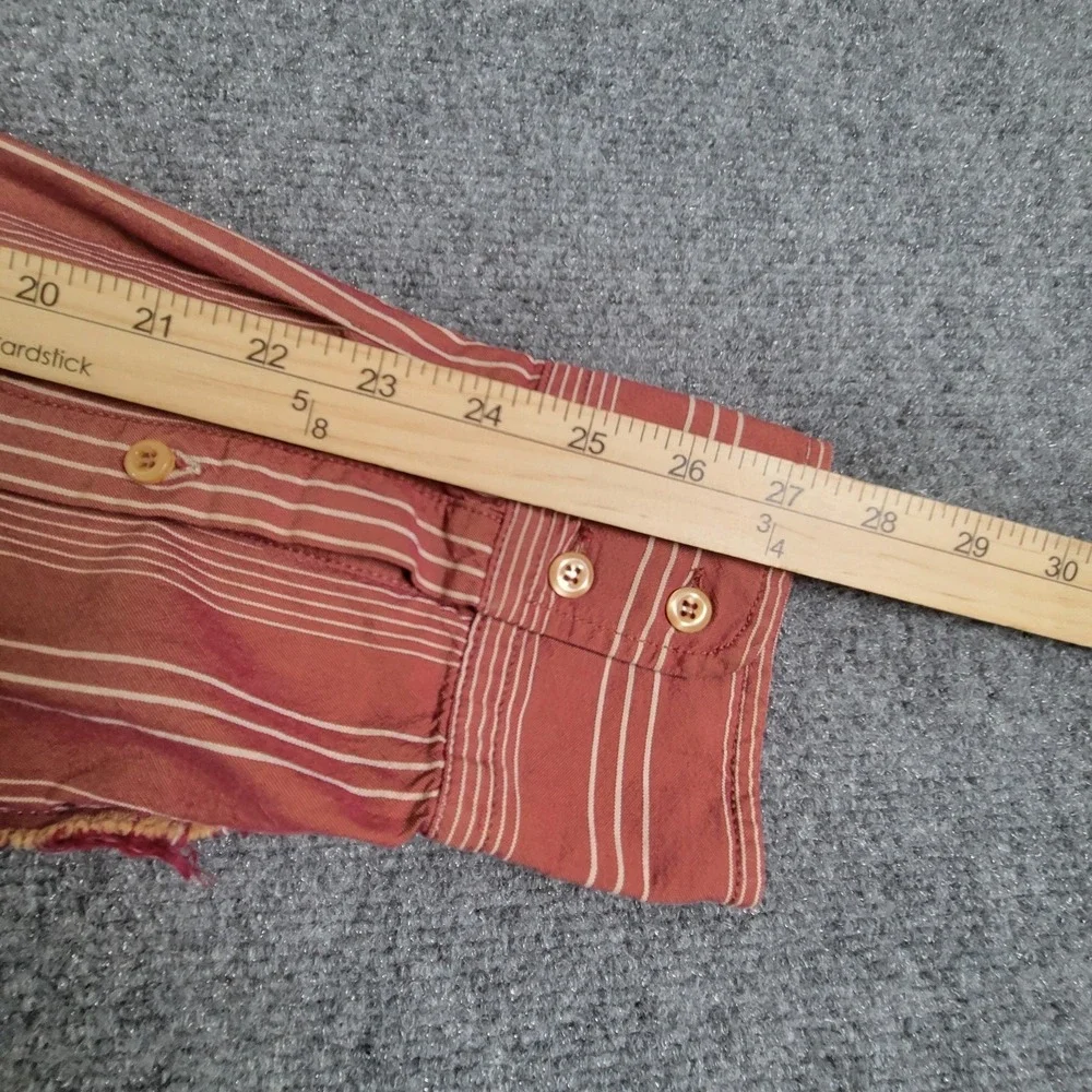 RA.RE Shirt Mens 2XL Red Striped Embroidered Rose Button Up Made in Italy Cotton